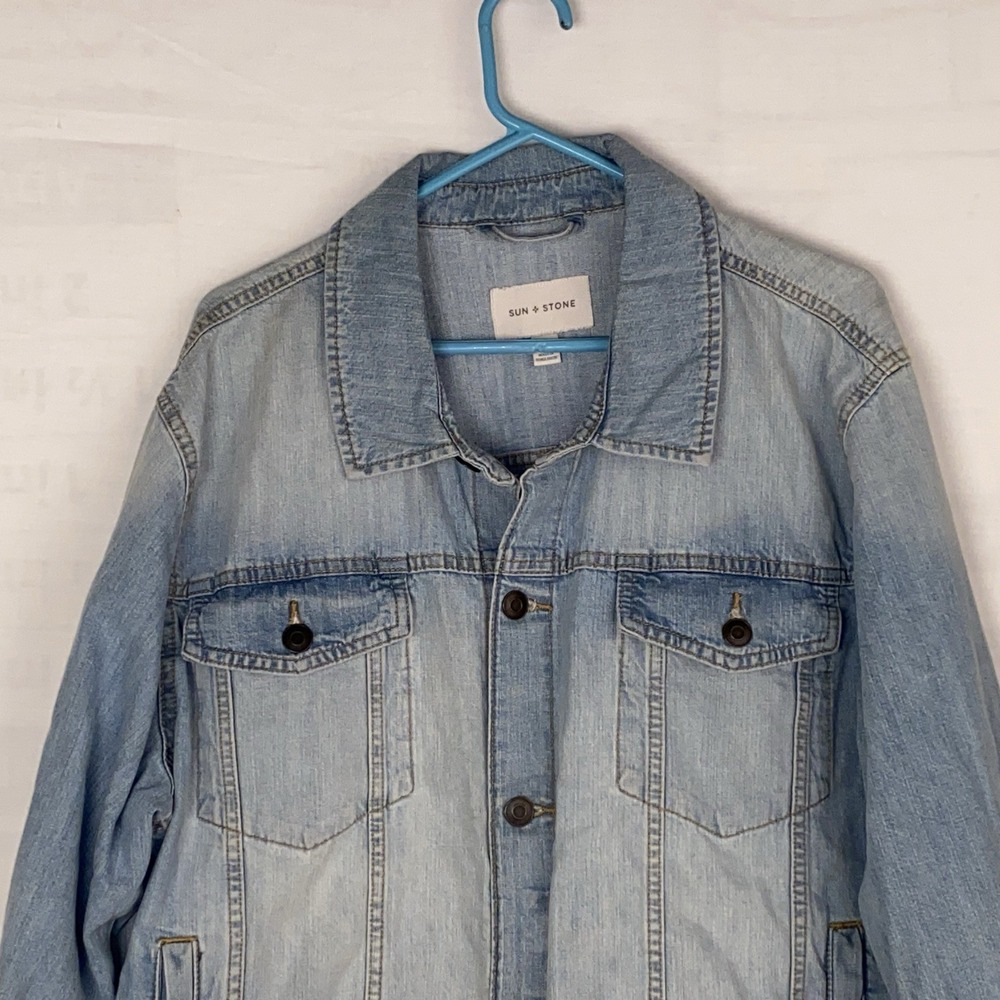 Sun + Stone Jean Jacket Women's XXL Light Blue Denim‎ Cotton Trucker - Picture 2 of 7